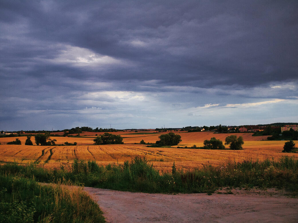 Approaching Storm Over Rural Landscape